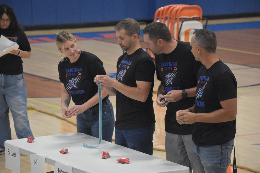 UHS Teachers participating in assembly game