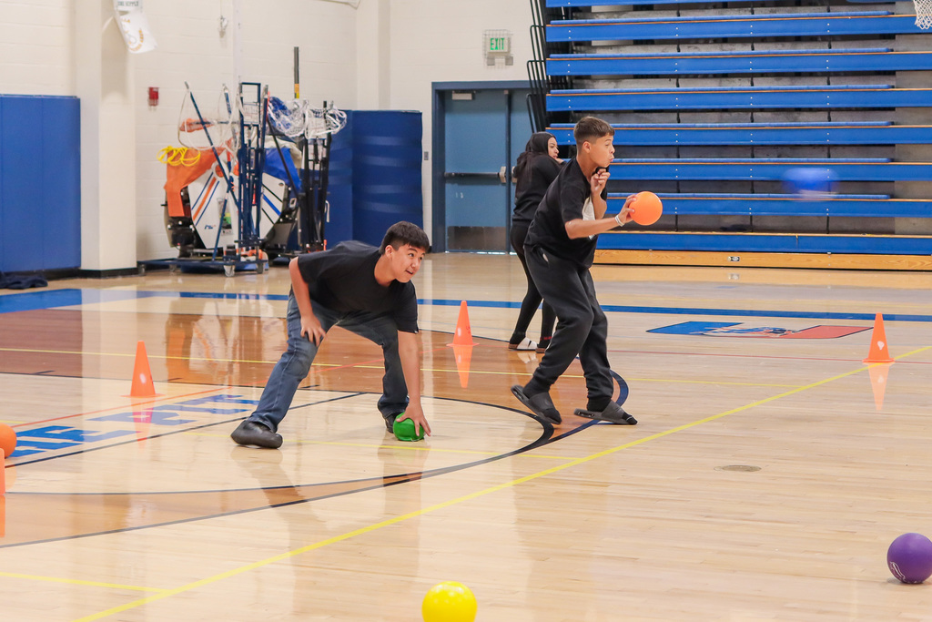 students playing dodgeball