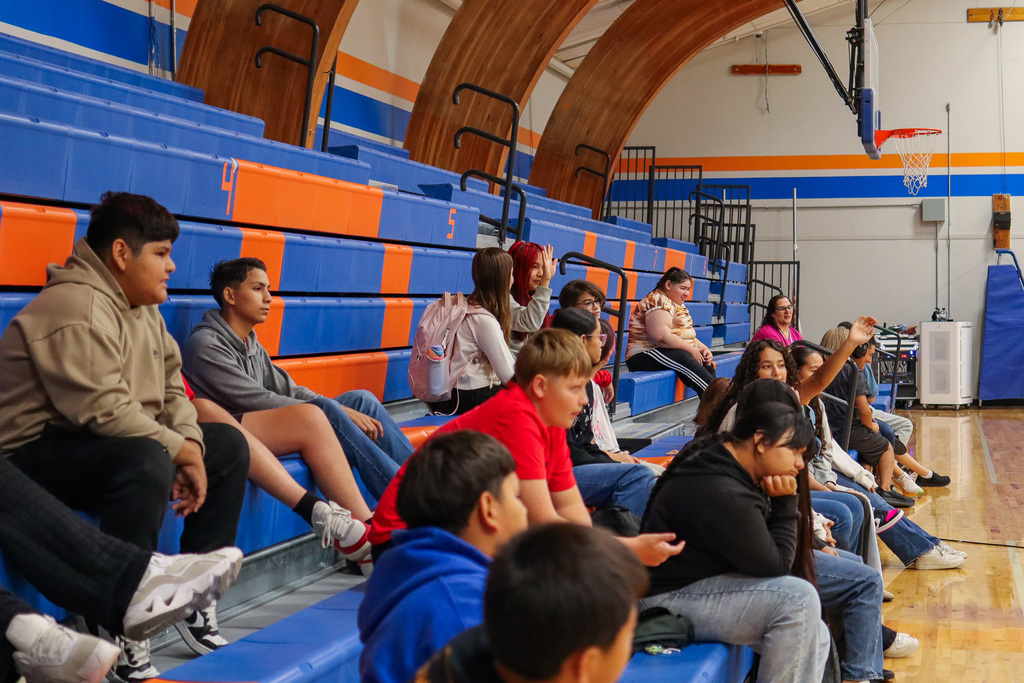 Students listening to presentation