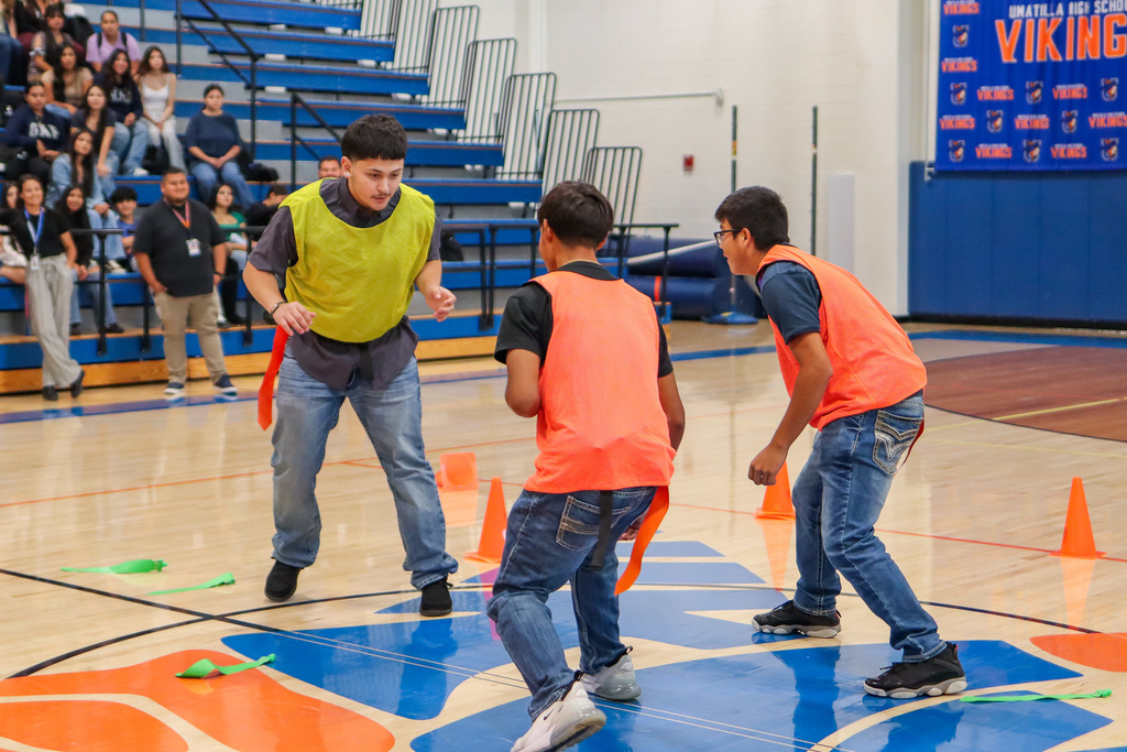 Students playing capture the flag 