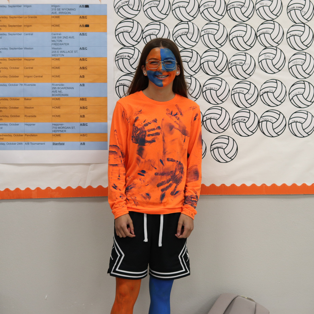 Student wearing school colors at CBMS