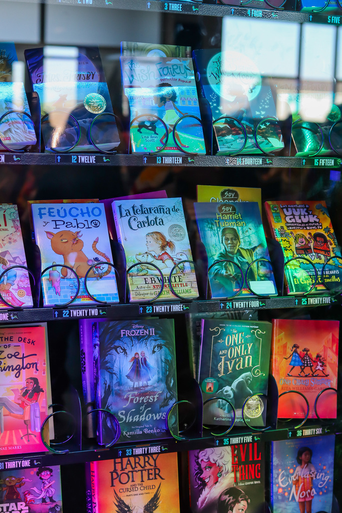 Photos of books inside machine