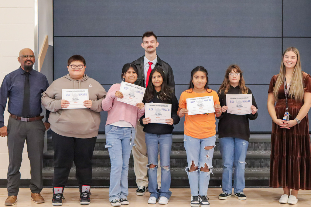 The six grade team pictured with Mrs. Jaimez's award winners