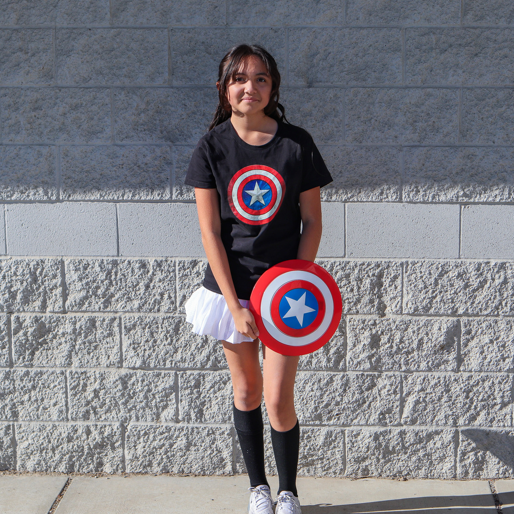 Student dressed up as superhero