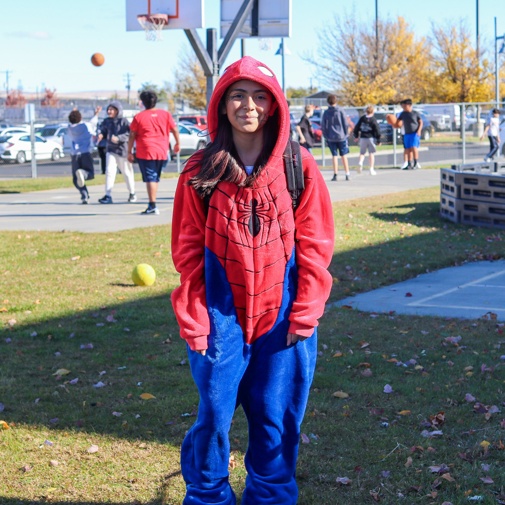 Student dressed up as superheroe