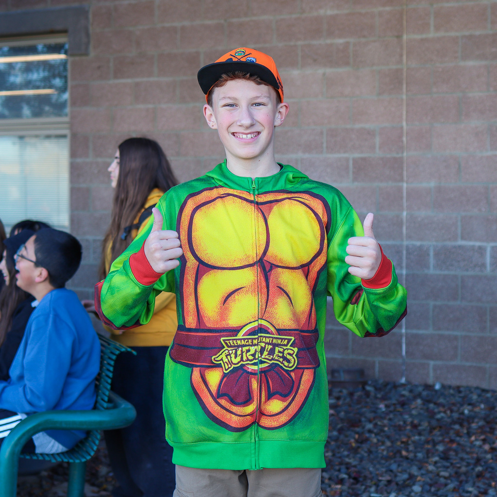 Student dressed up as superhero