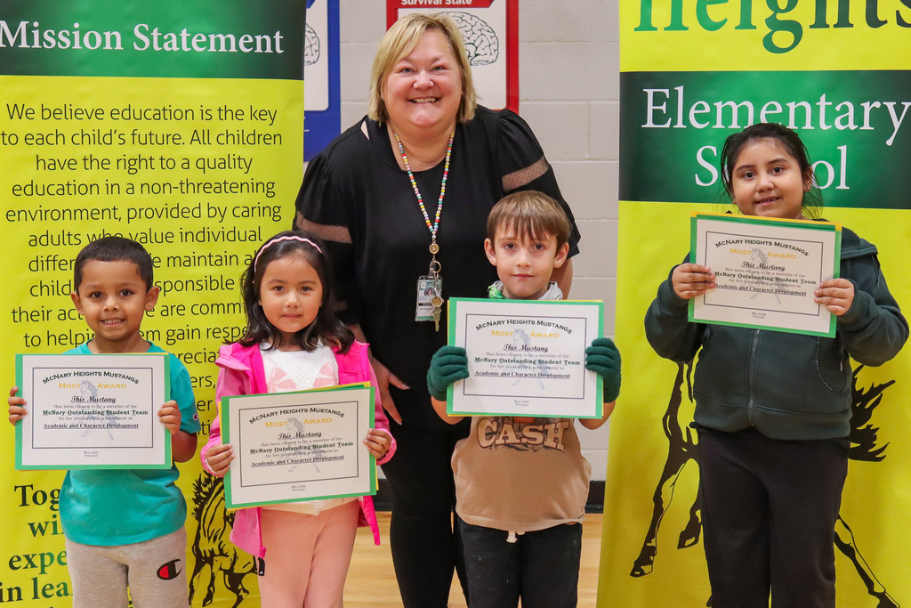 Photo of teacher with MOST Award Winners