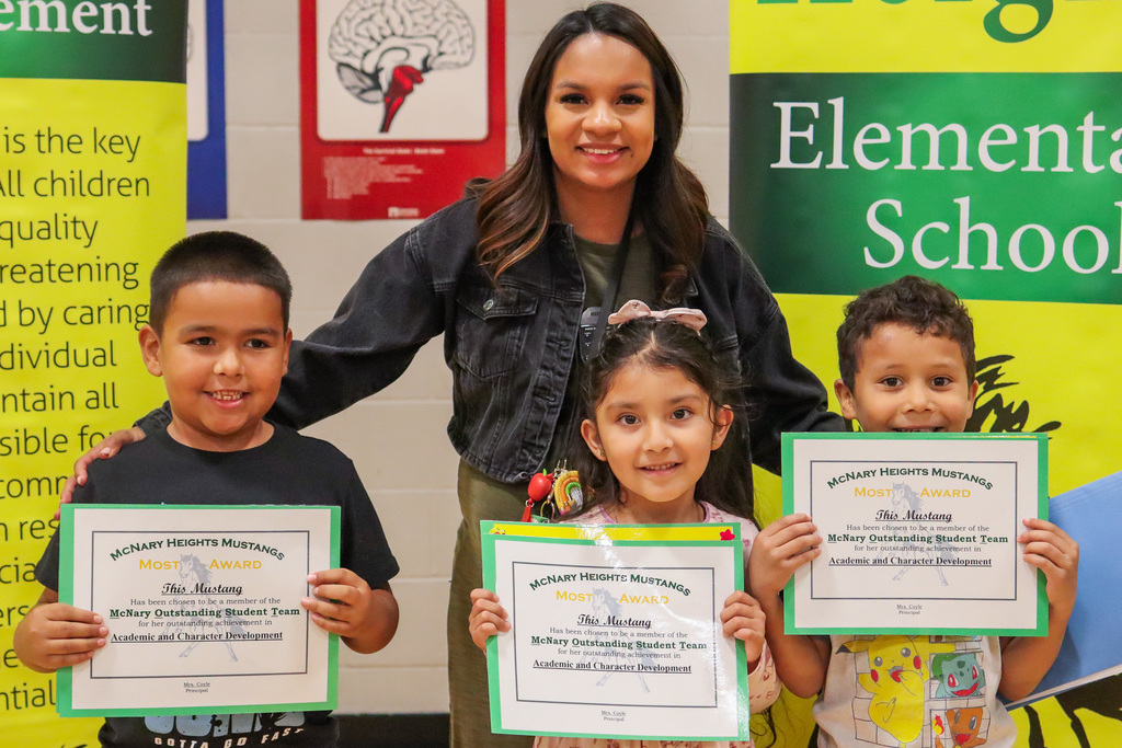 Photo of teacher with MOST Award Winners