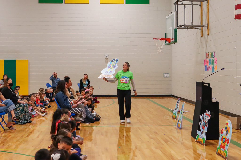 American Heart Association representative speaking to students