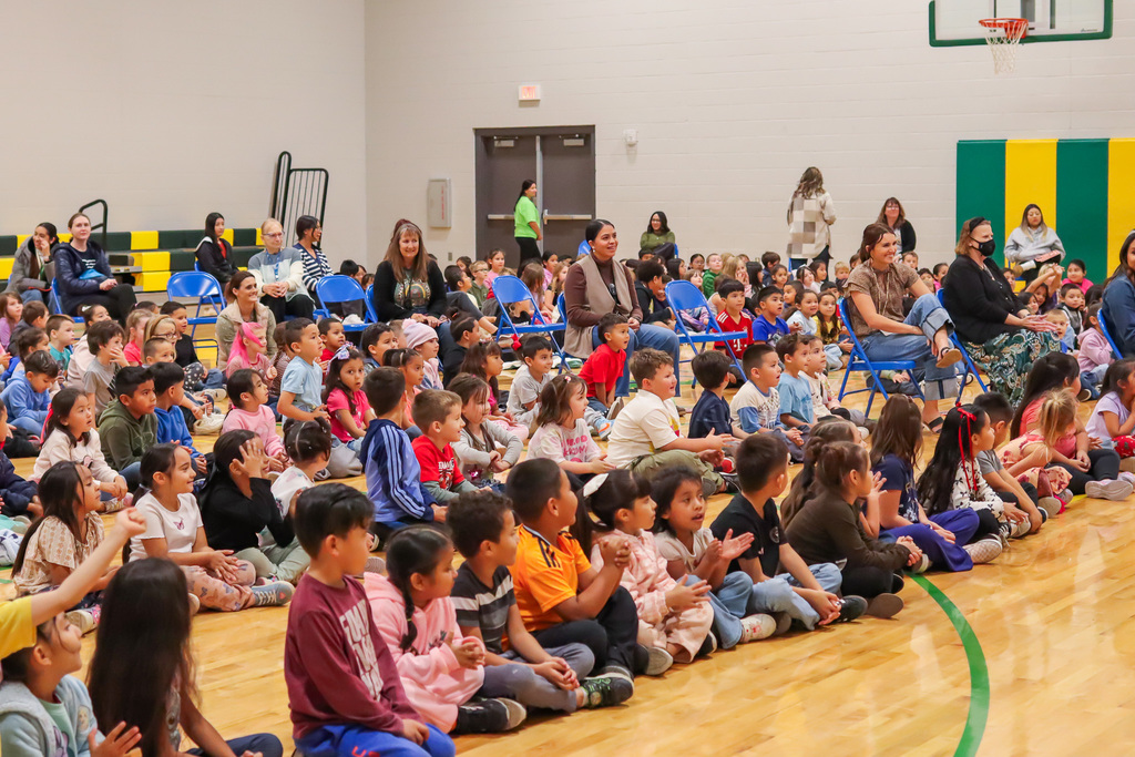 Students listening to presentation