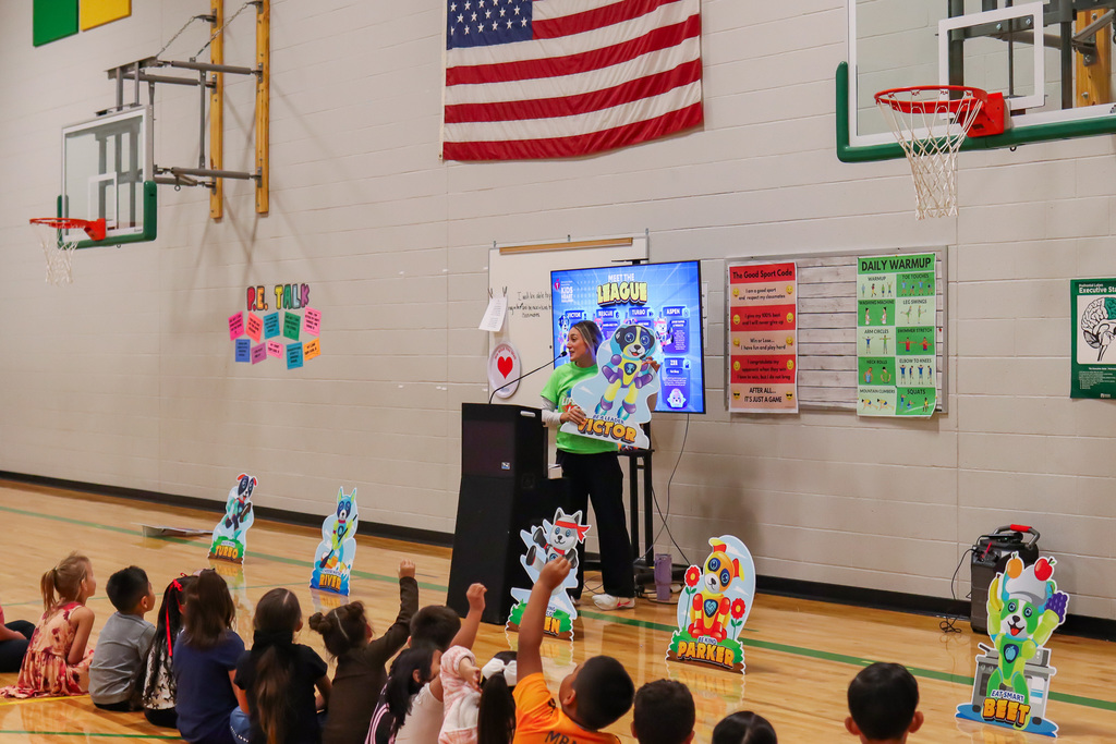 American Heart Association representative speaking to students