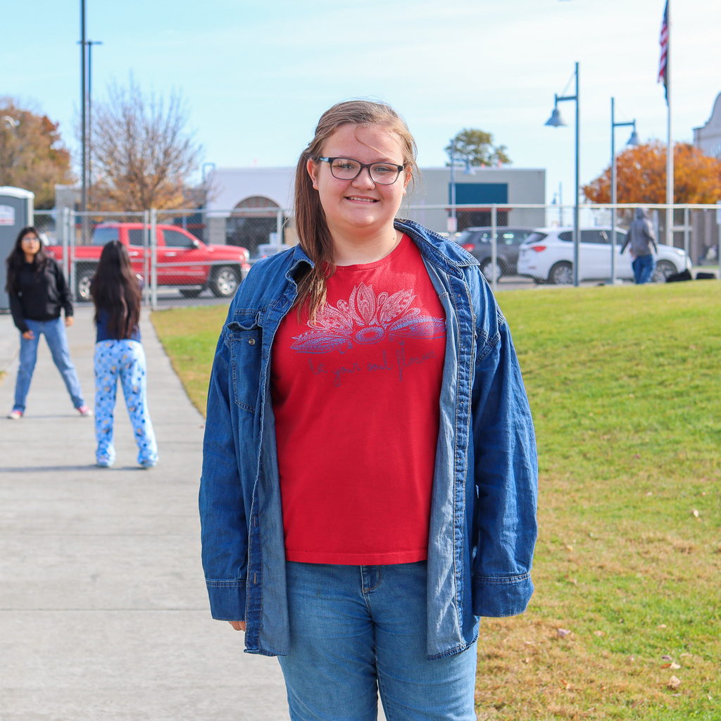 Student dressed from a different decade