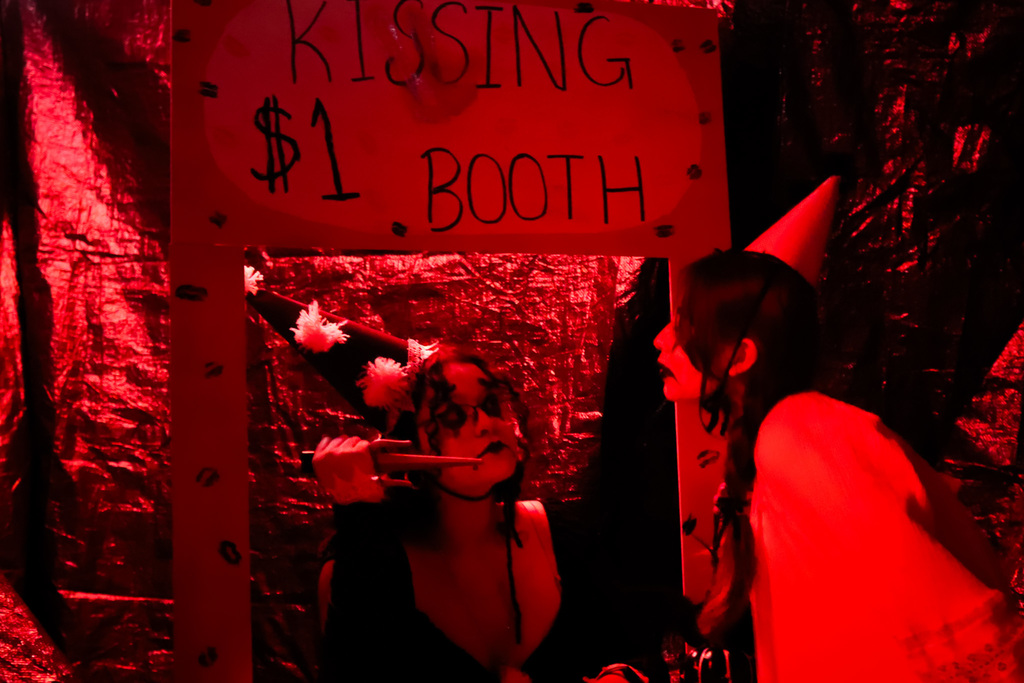 photo of high school students in character posing for photo