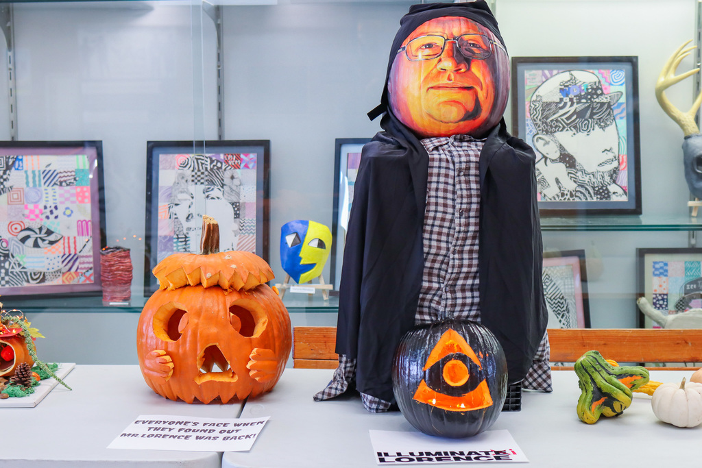 photo of carved pumpkins 