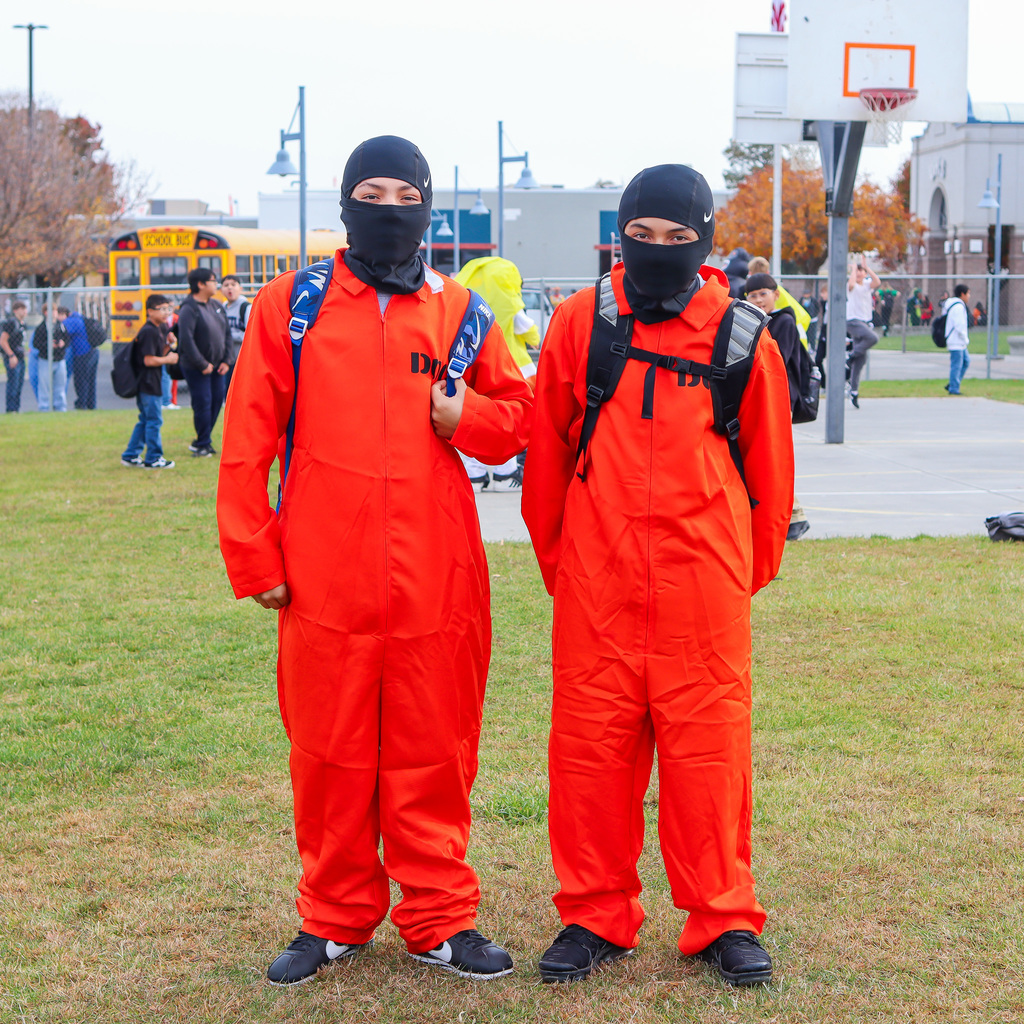 Students dressed in halloween costumes