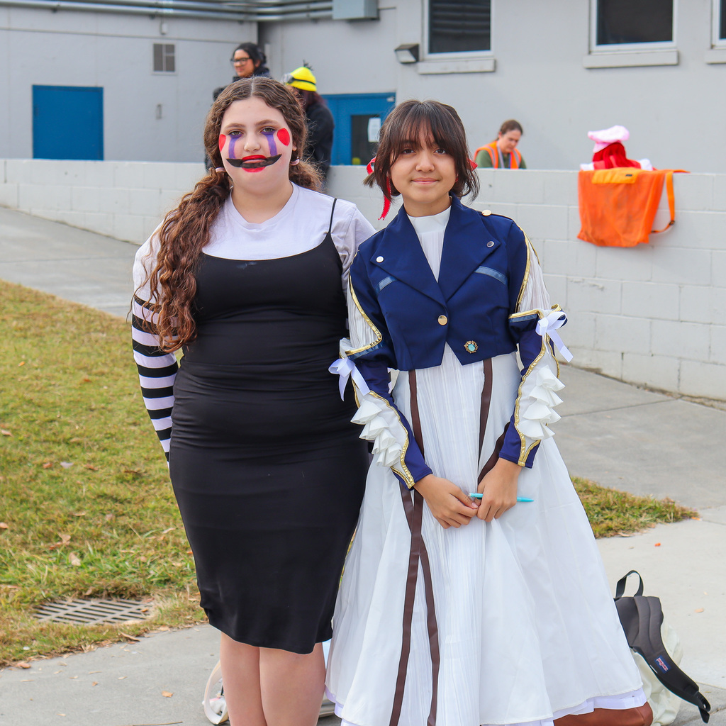 Students dressed in halloween costumes