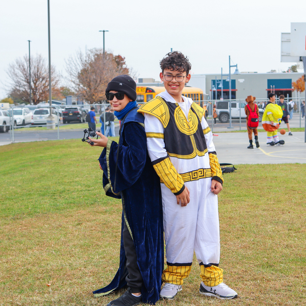 Students dressed in halloween costumes