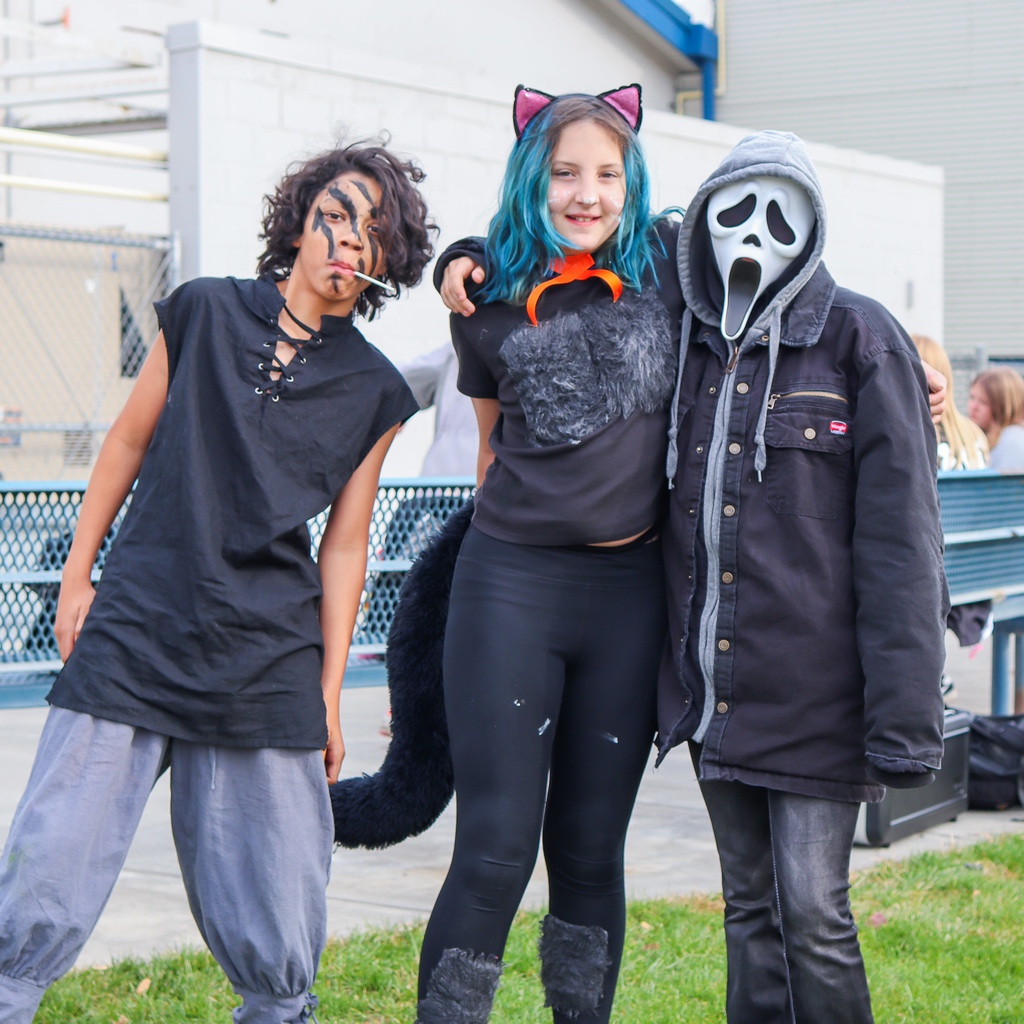 Students dressed in halloween costumes