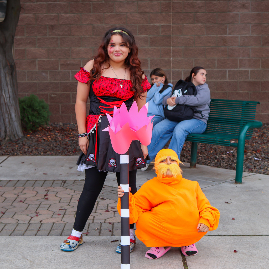 Students dressed in halloween costumes