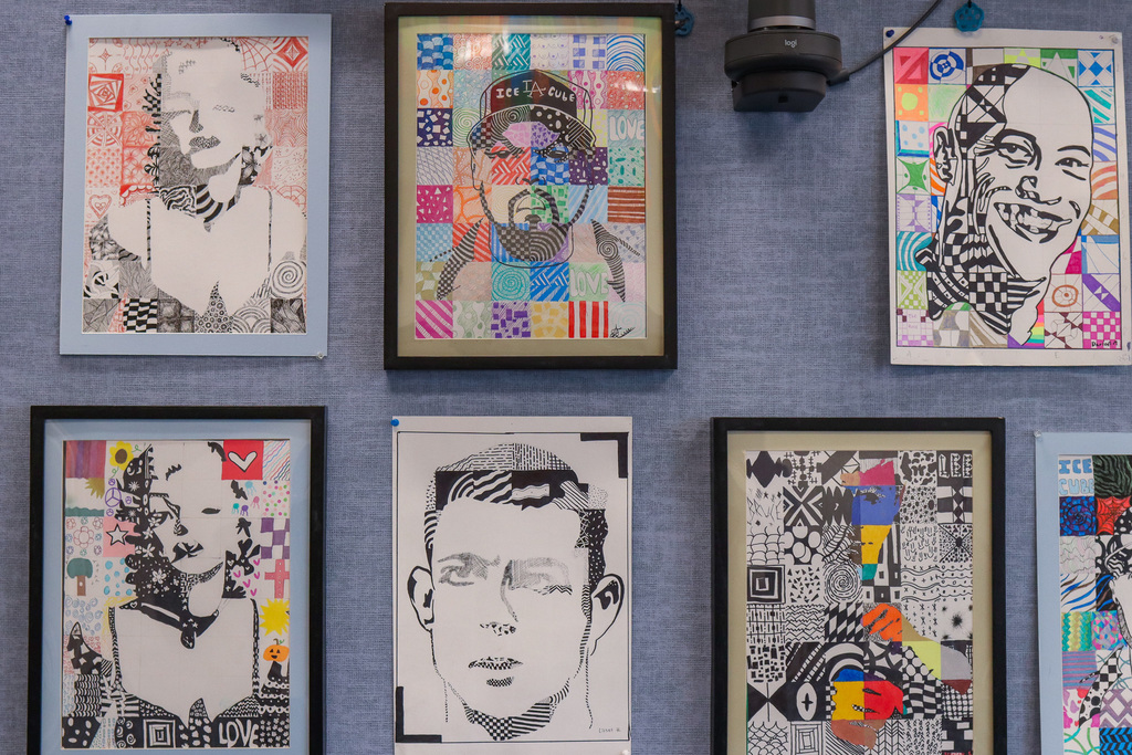 Student art work on display in board room
