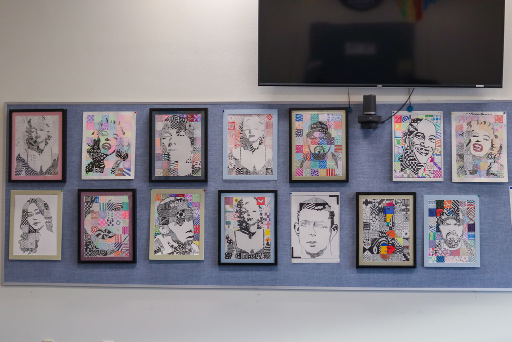 Student art work on display in board room