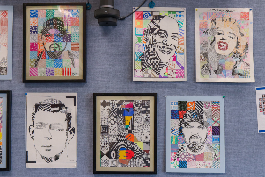 Student art work on display in board room