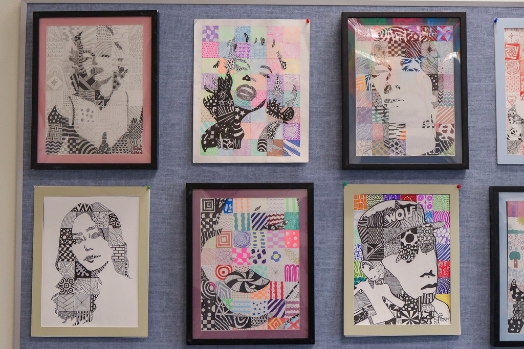 Student art work on display in board room