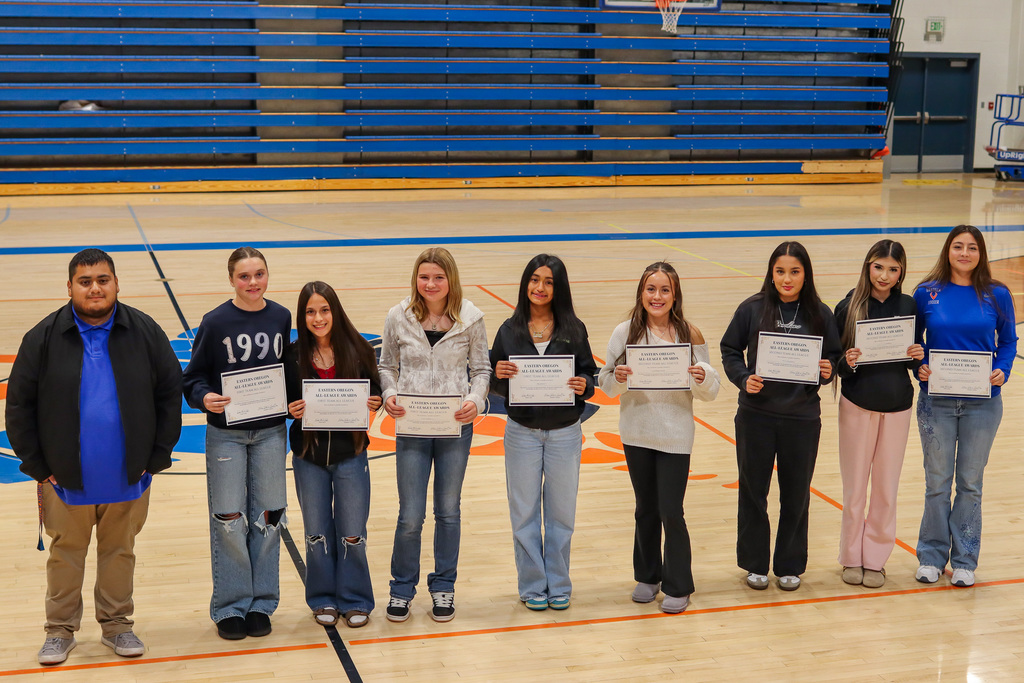 Photo of girls soccer athletes who earned All  League Honors 