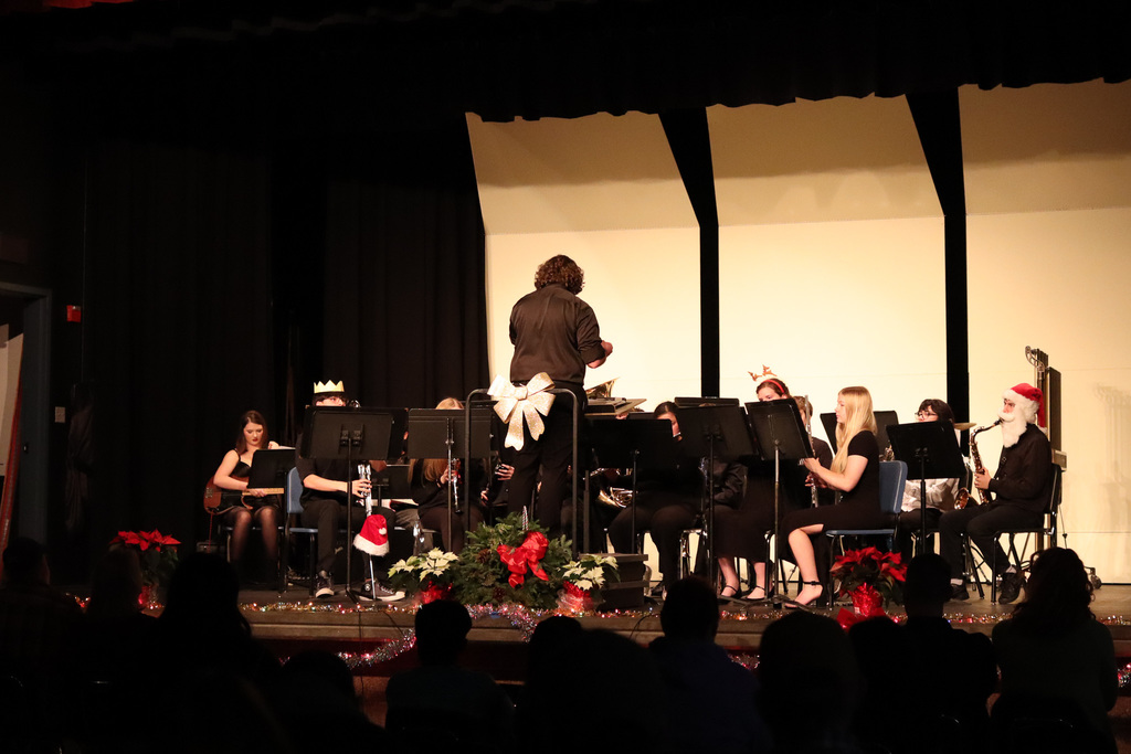 photo of high school band students playing their instruments 