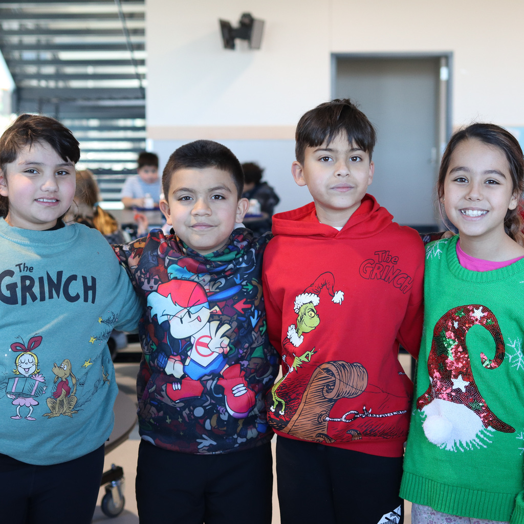 CVI students wearing festive sweaters