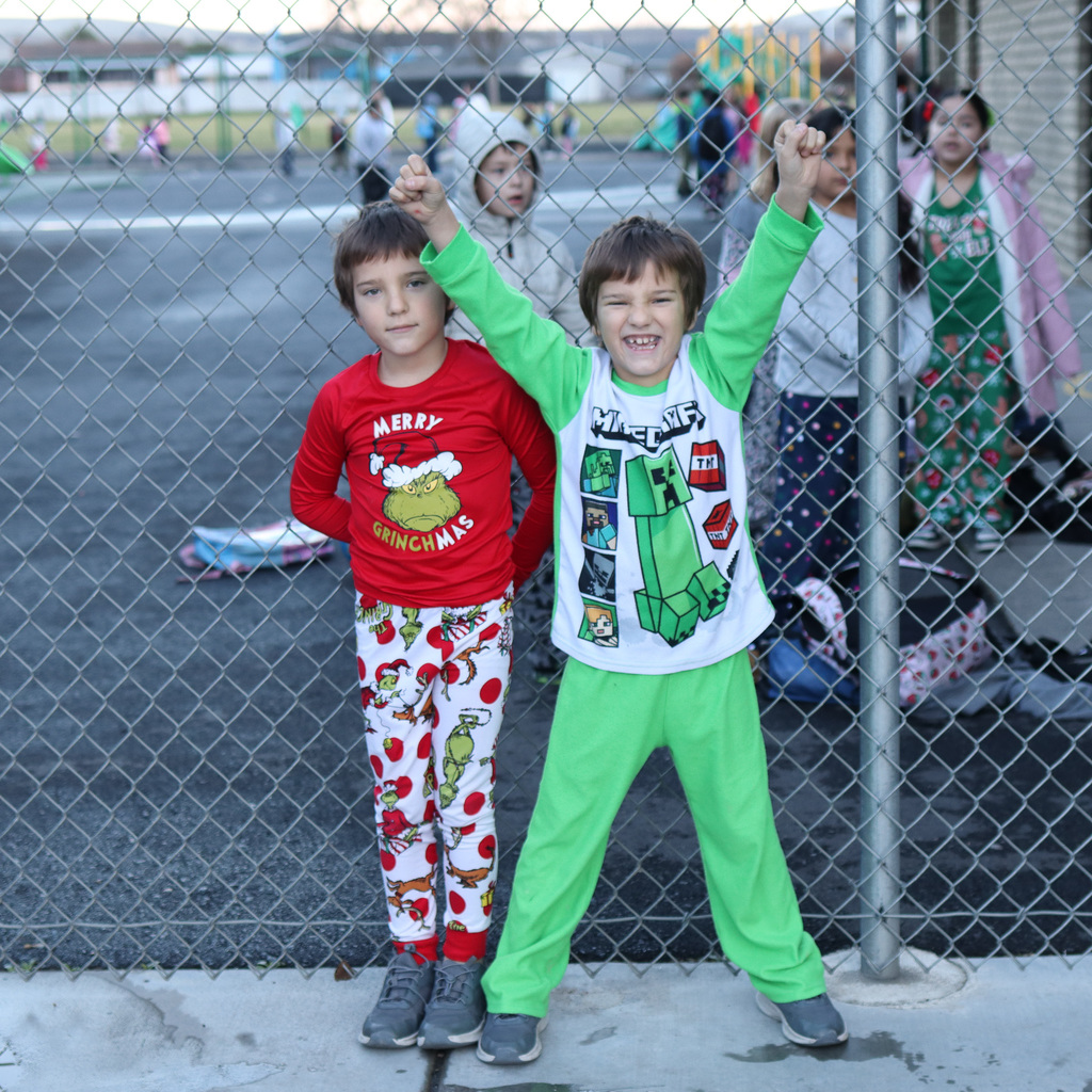 Students wearing pajamas