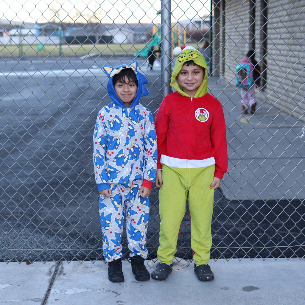 Students wearing pajamas