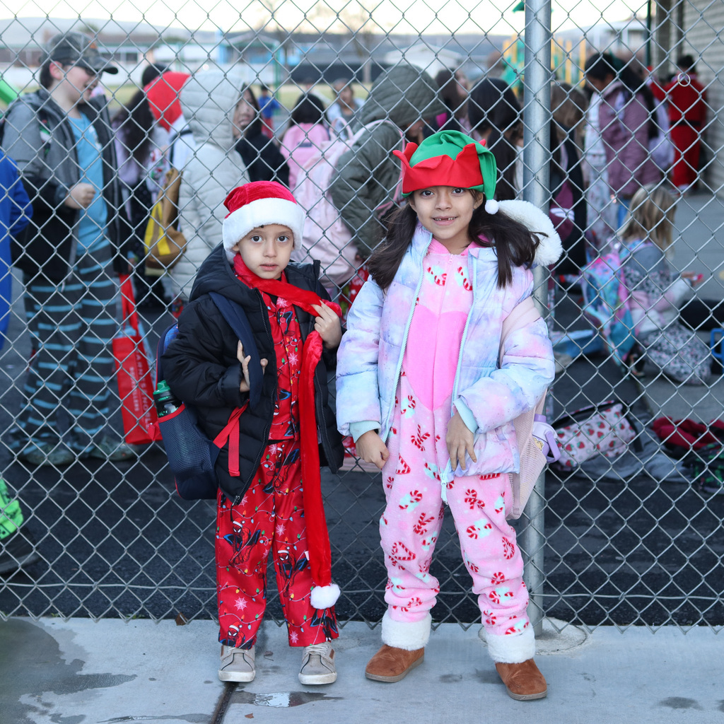 Students wearing pajamas