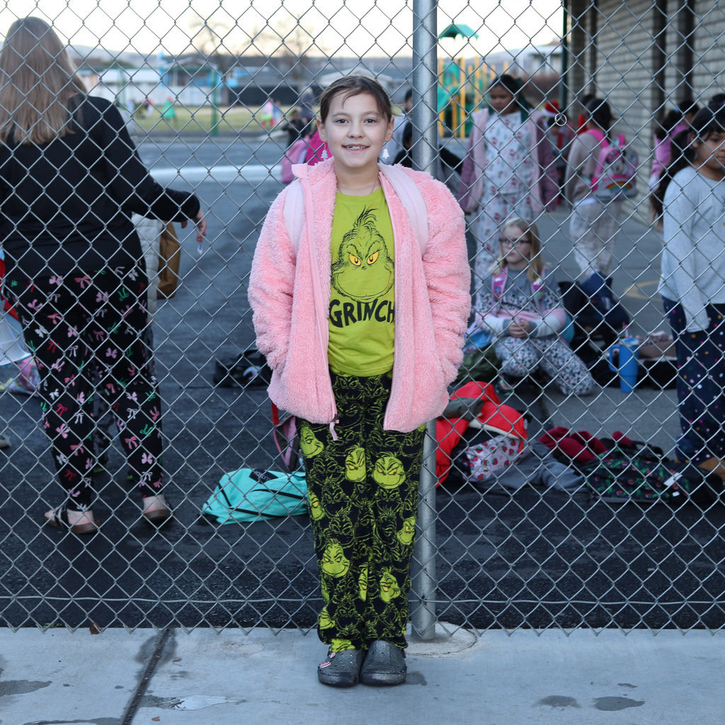 Student wearing pajamas