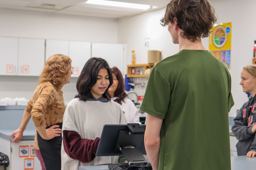 students training on the new point of sale system 
