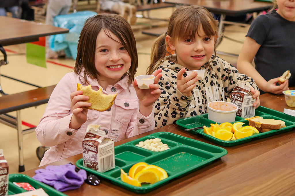 students trying peanut butter yogurt sample