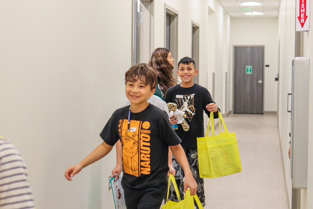 students rotating through stations