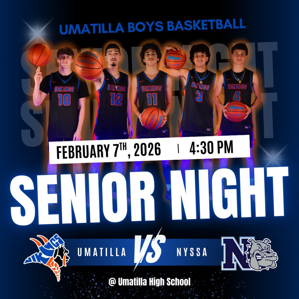 Umatilla Boys Basketball February 7th, 2026 4:30 pm Senior Night Umatilla vs Nyssa @ Umatilla High School 
