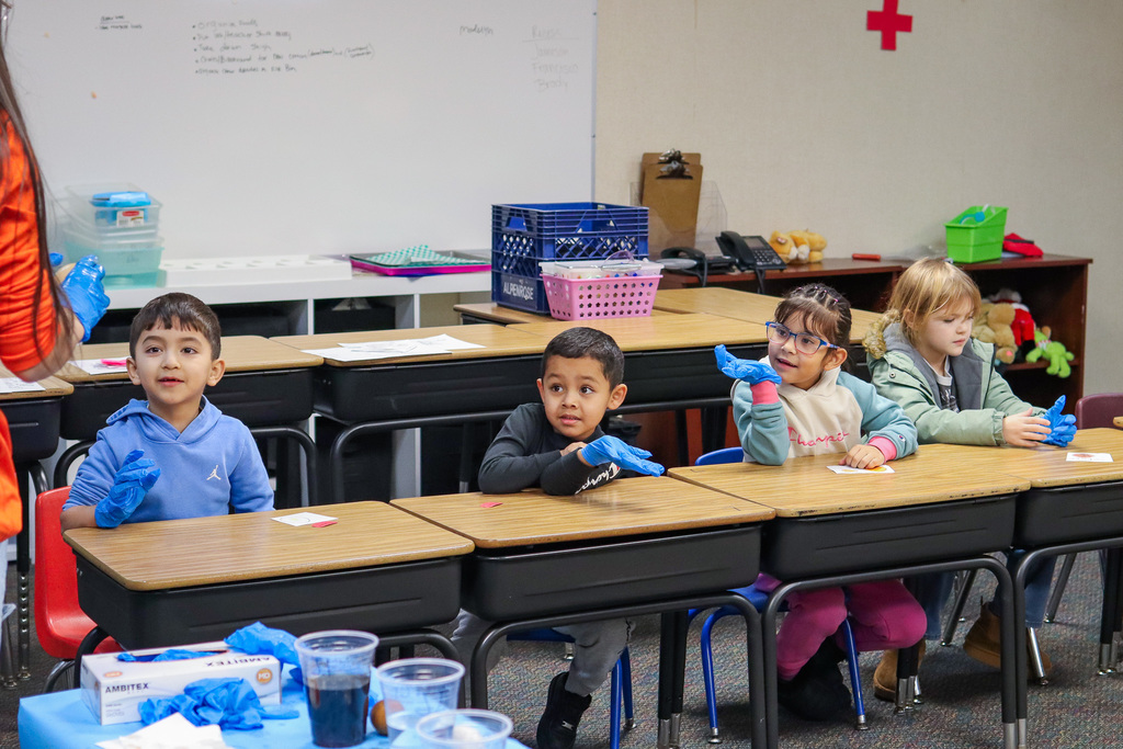students being shown the results of the coffee egg