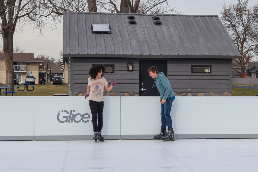 students skating on the rink