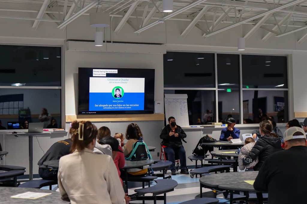 A USD parent, Chuchy, presenting to families 