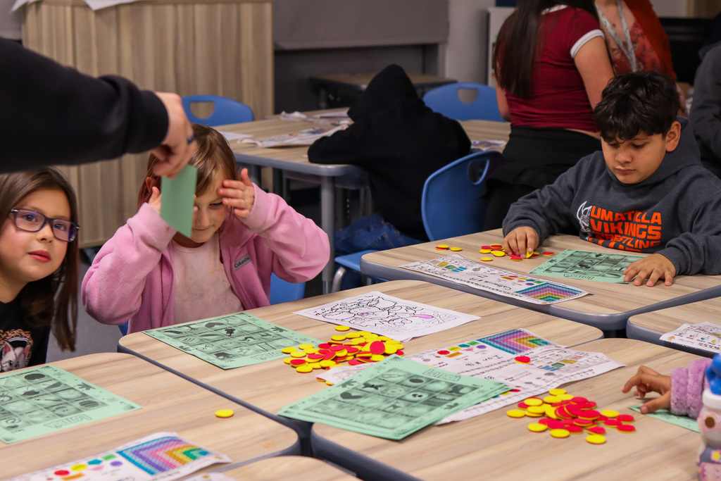 students playing bingo 