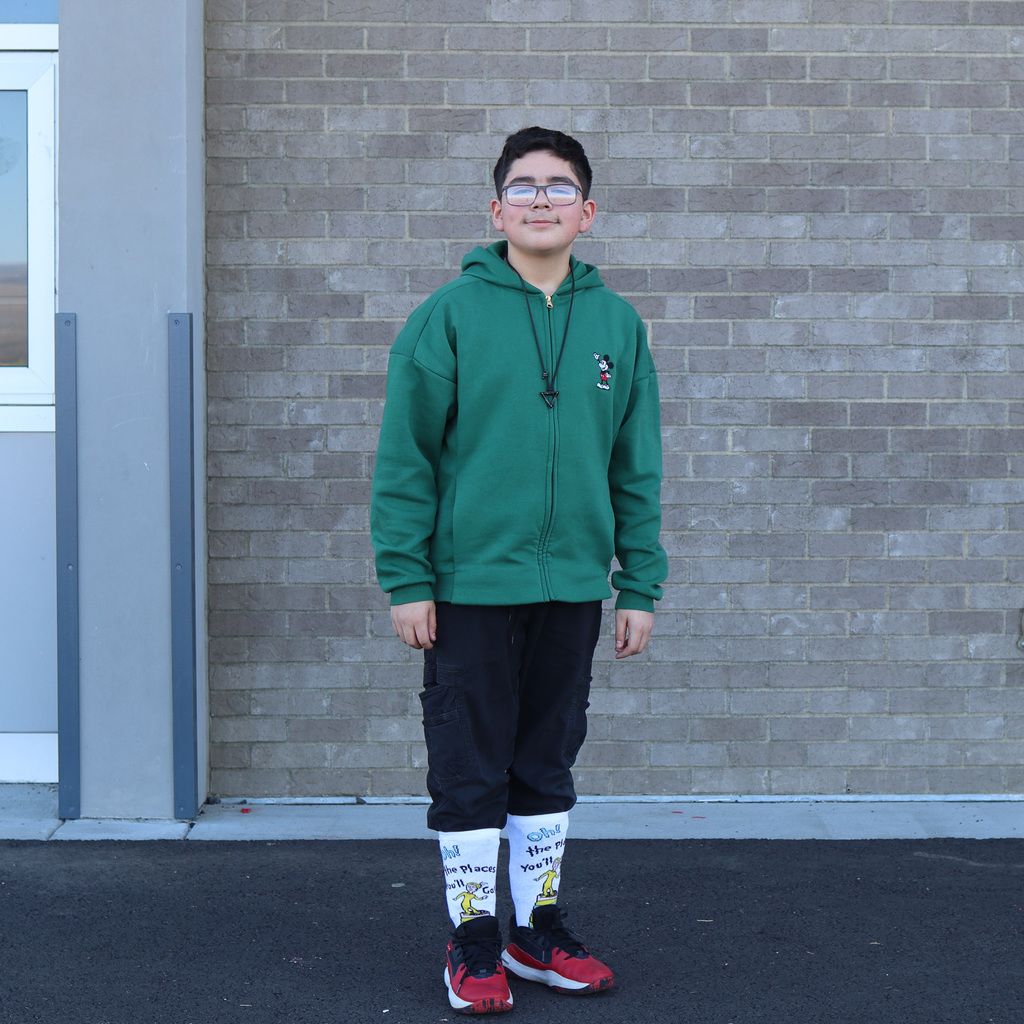 CVI student wearing silly socks 