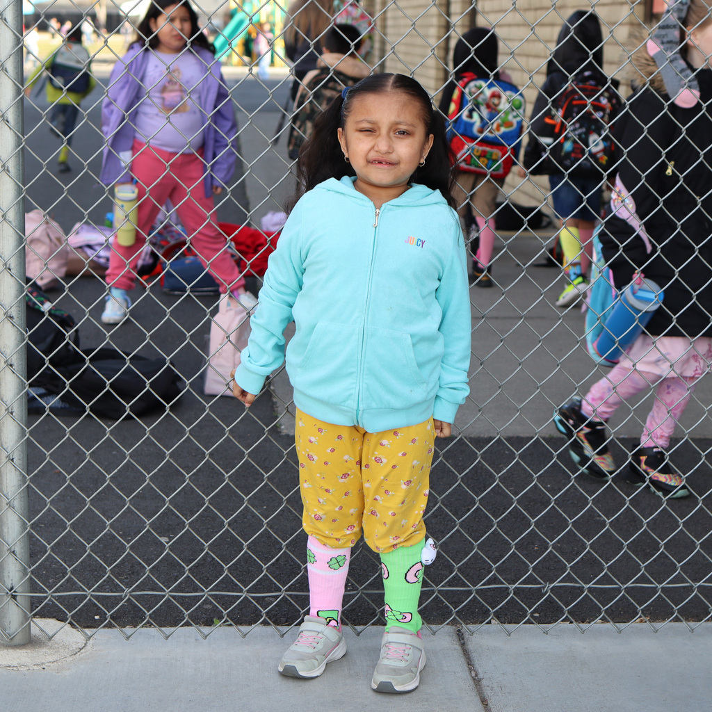 MHES student wearing silly socks 
