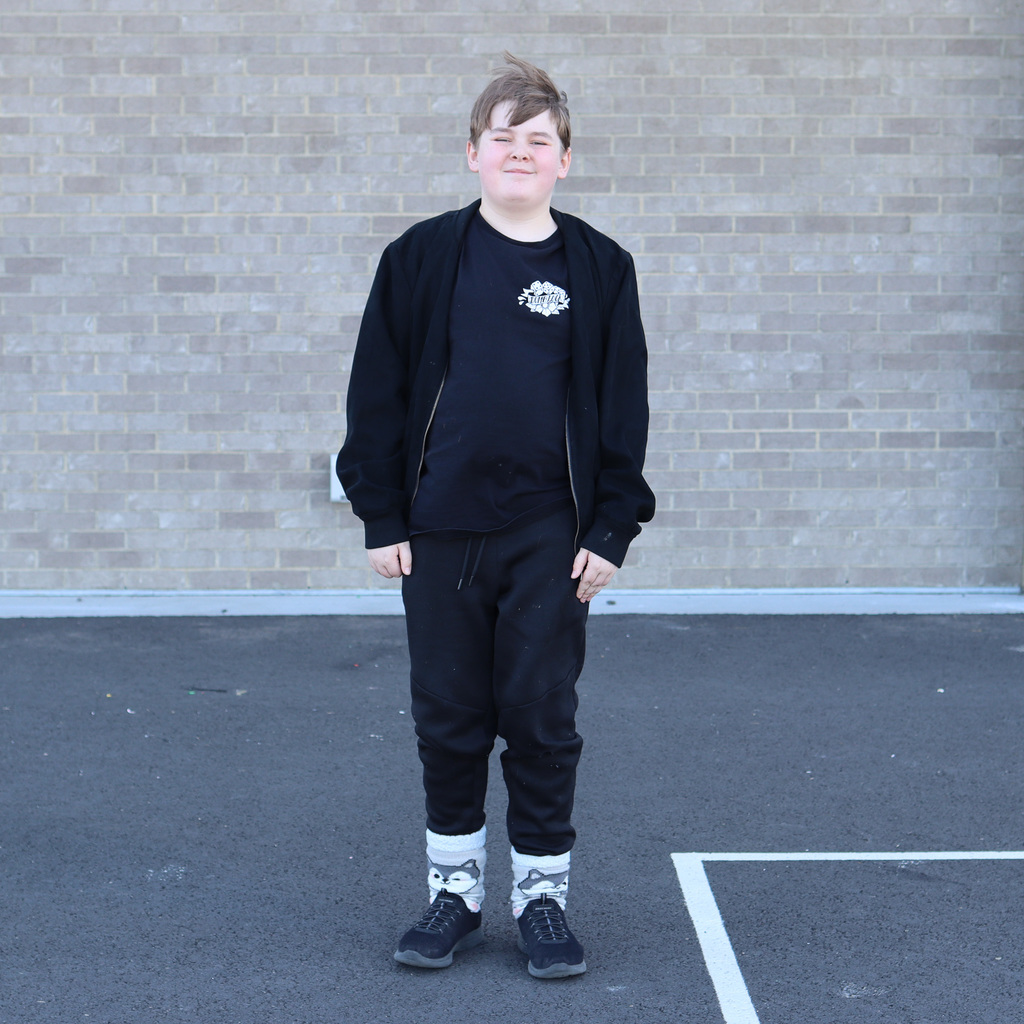 CVI student wearing silly socks