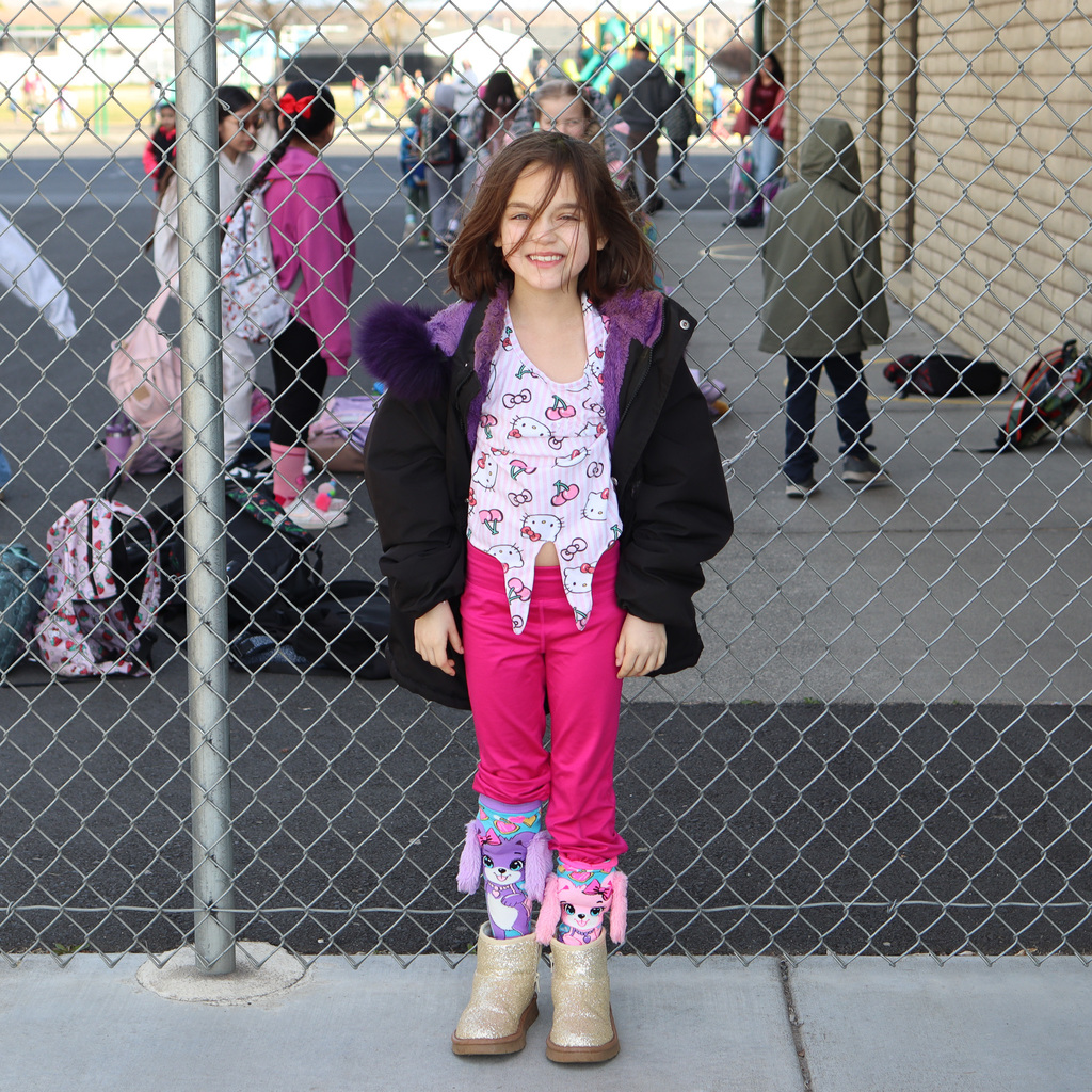 MHES student wearing silly socks 