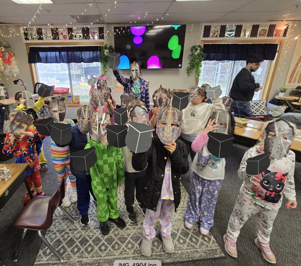 Photo of class dressed up as knights