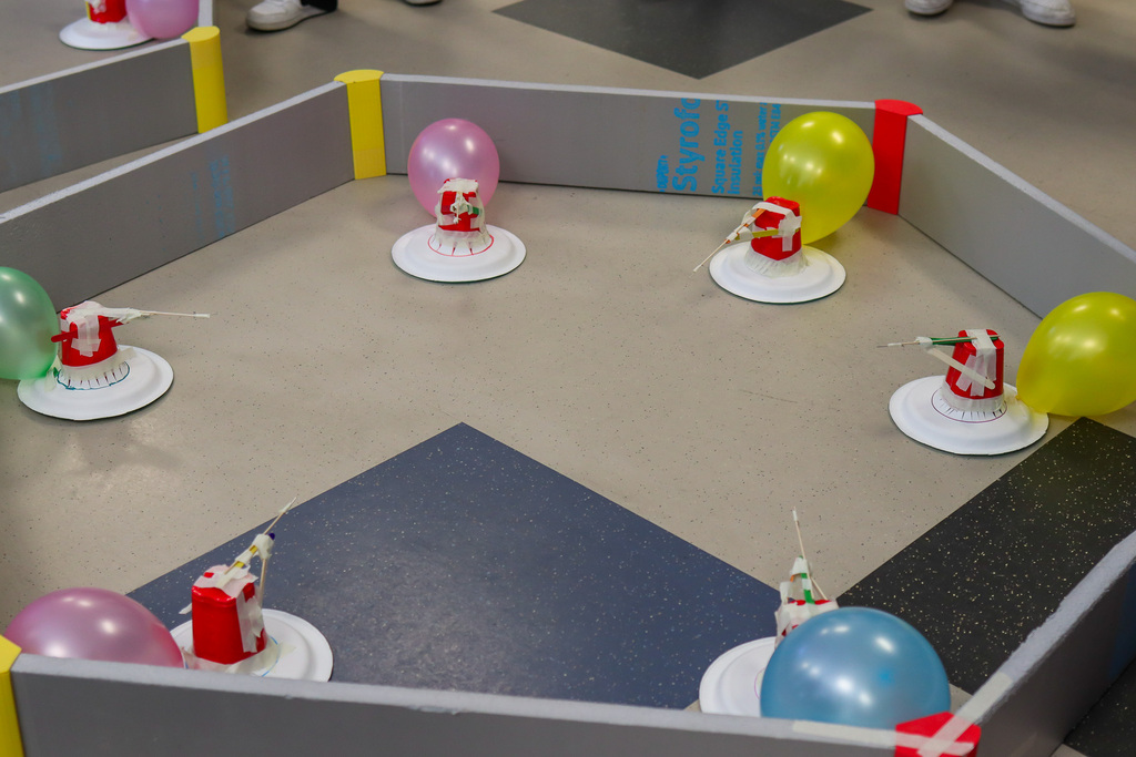 battle bots placed in the arena and ready for battle