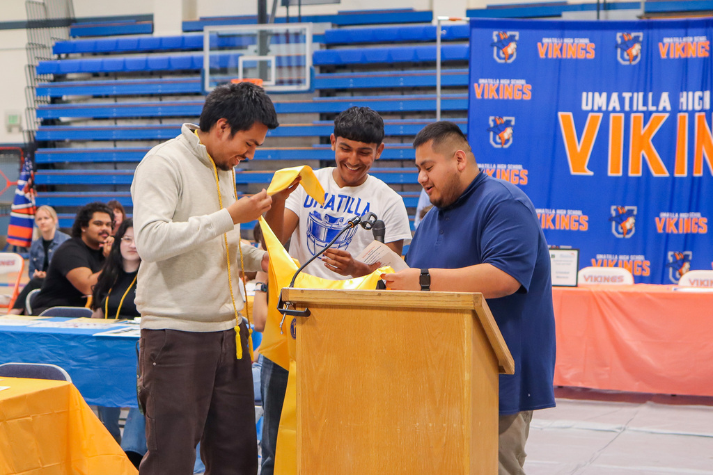 Seniors being awarded sashes for Key Club