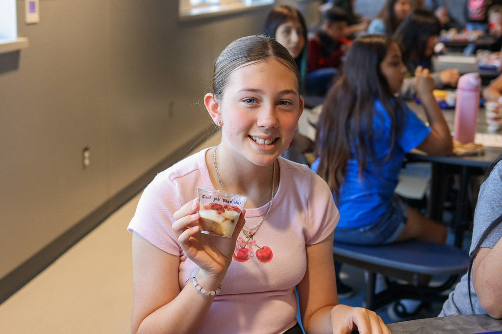 Student at CVI with their yogurt parfait